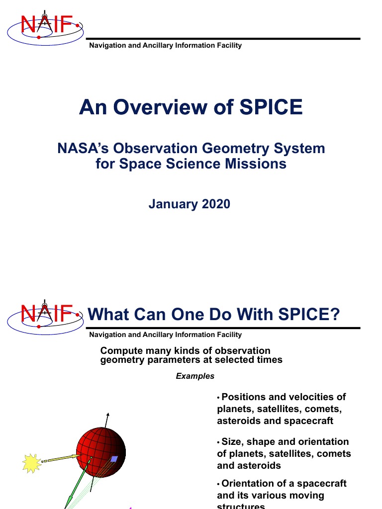 An Introduction to SPICE NASA's Observation Geometry System for Space