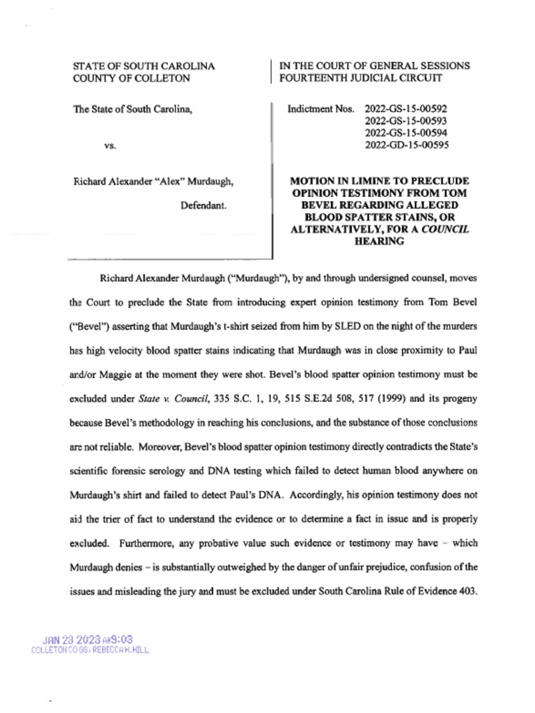 20230123 DEF Motion in Limine Bevel PDF