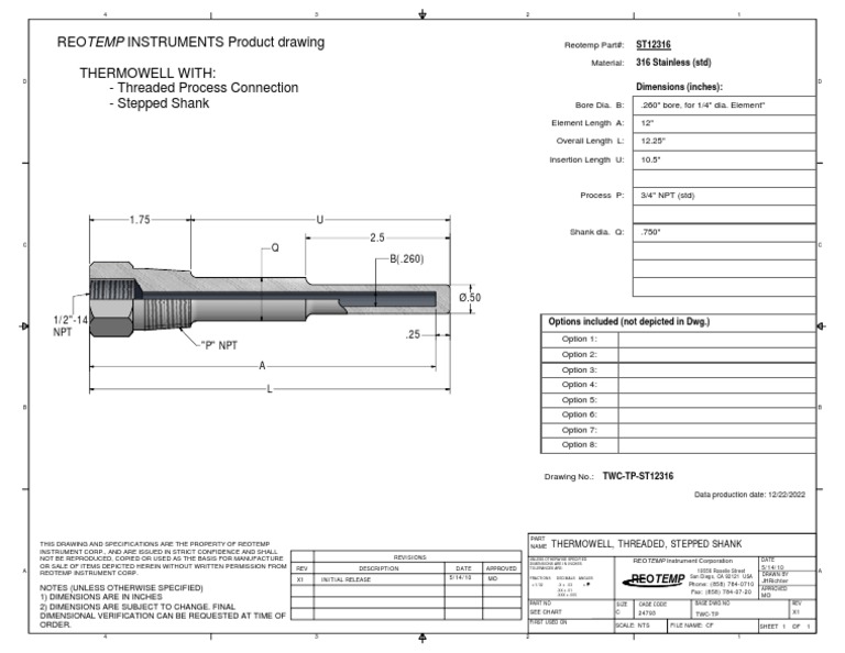 Thermowell Drawing PDF