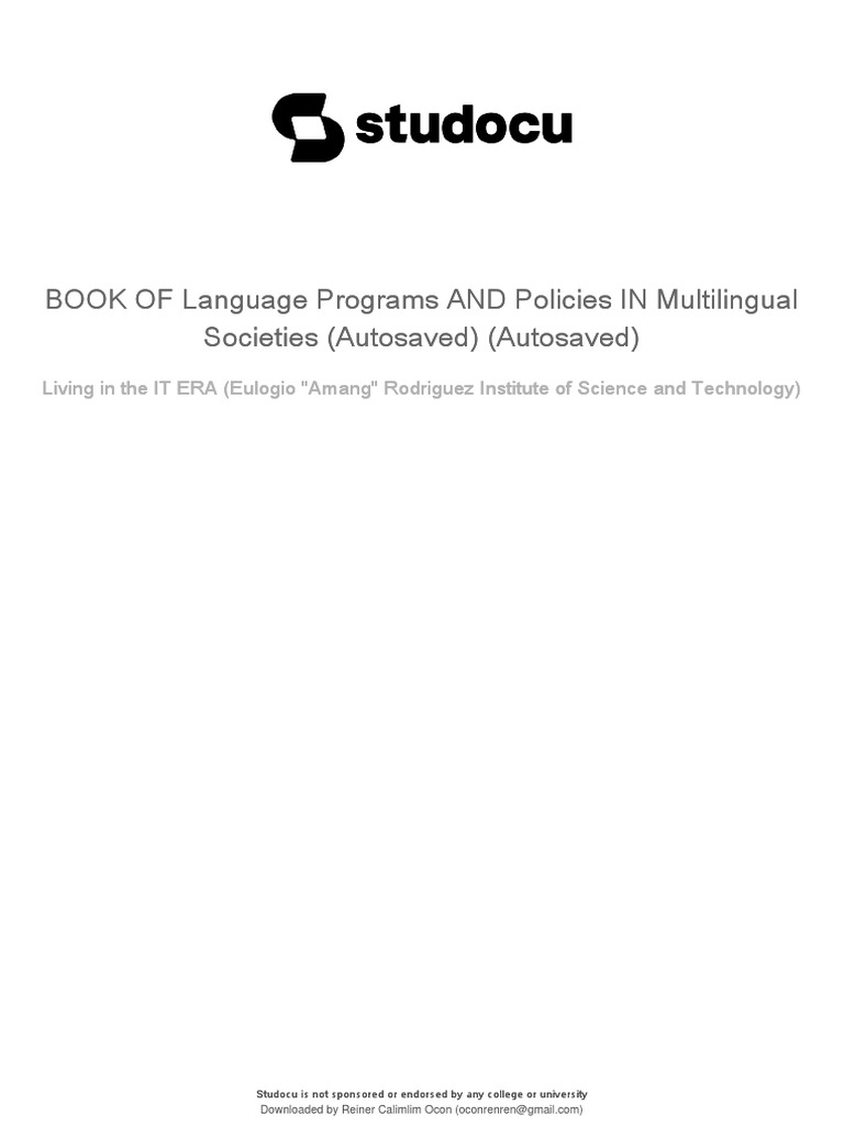Language programs and policies in multilingual societies pdf