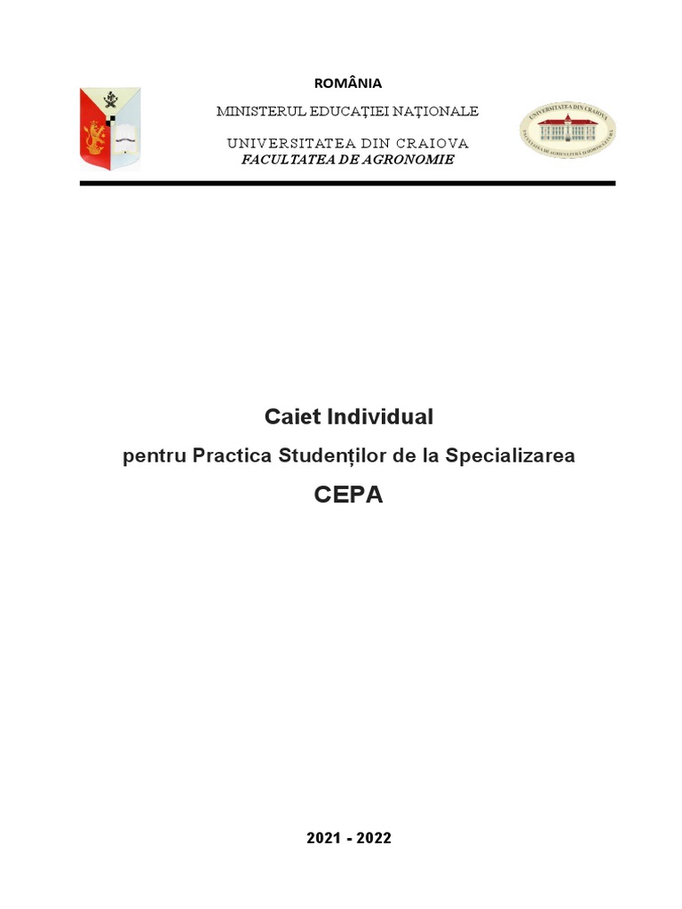 Caiet Individual Pentru Practica Studentilor Specializarea CEPA | PDF