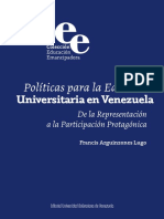 Libro Políticas Públicas para La Educación Superior en Venezuela: de La Representación A La Participación Protagónica