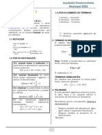 Preuniversitaria: Conceptos básicos de expresiones algebraicas