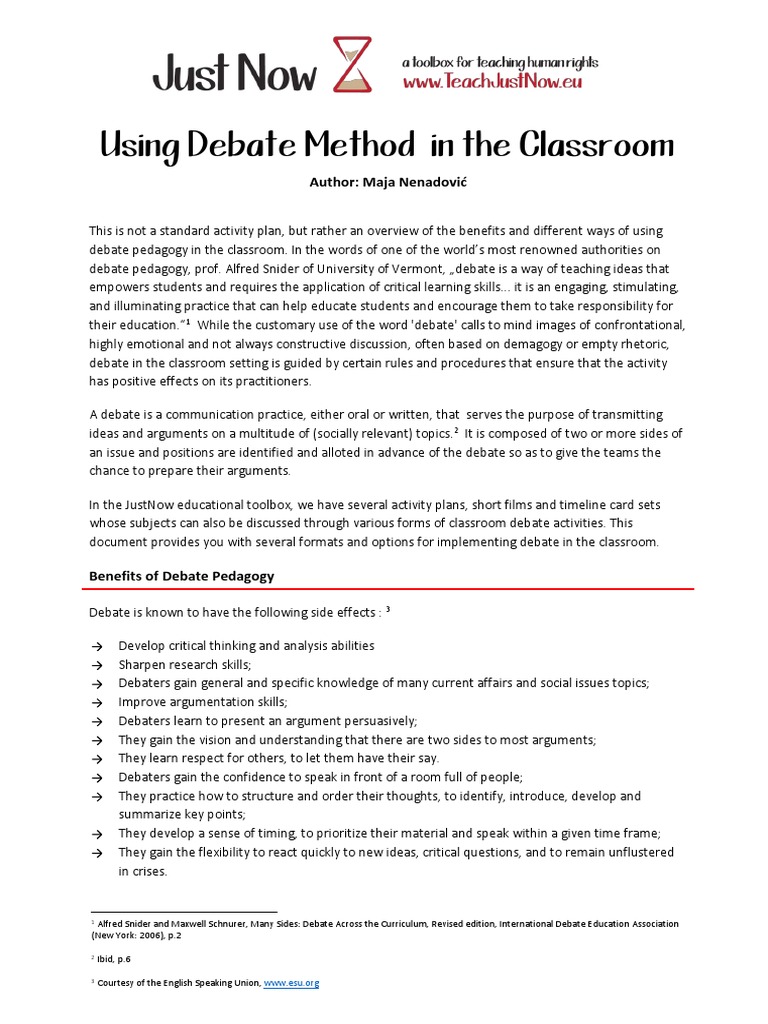 12 Maja Nenadovic Using Debate Method in The Classroom | Download Free ...