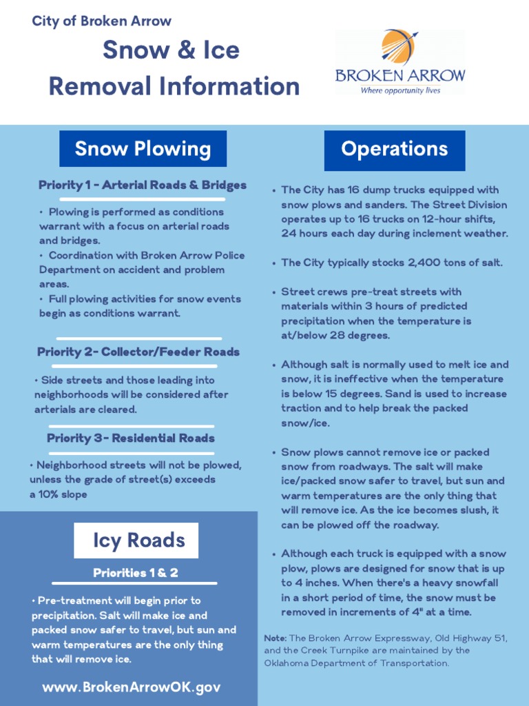 City of Broken Arrow Snow Removal Policy PDF Snow Transport