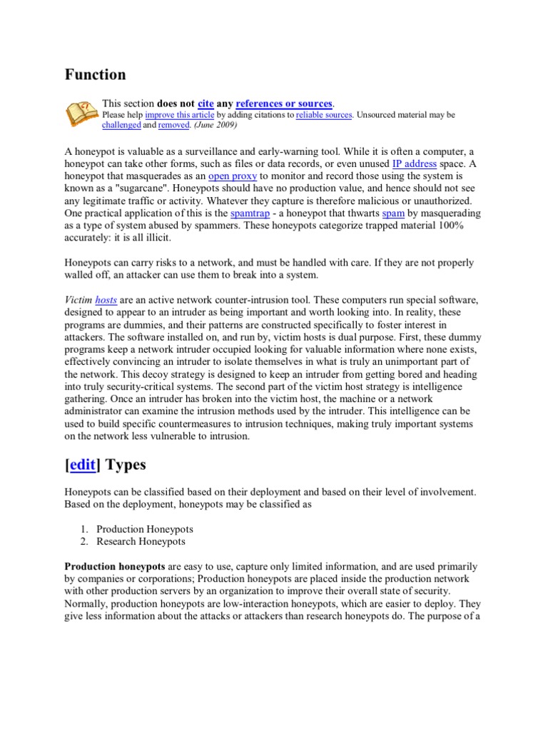 Honey Pot PDF Computer Network Security Computer Networking