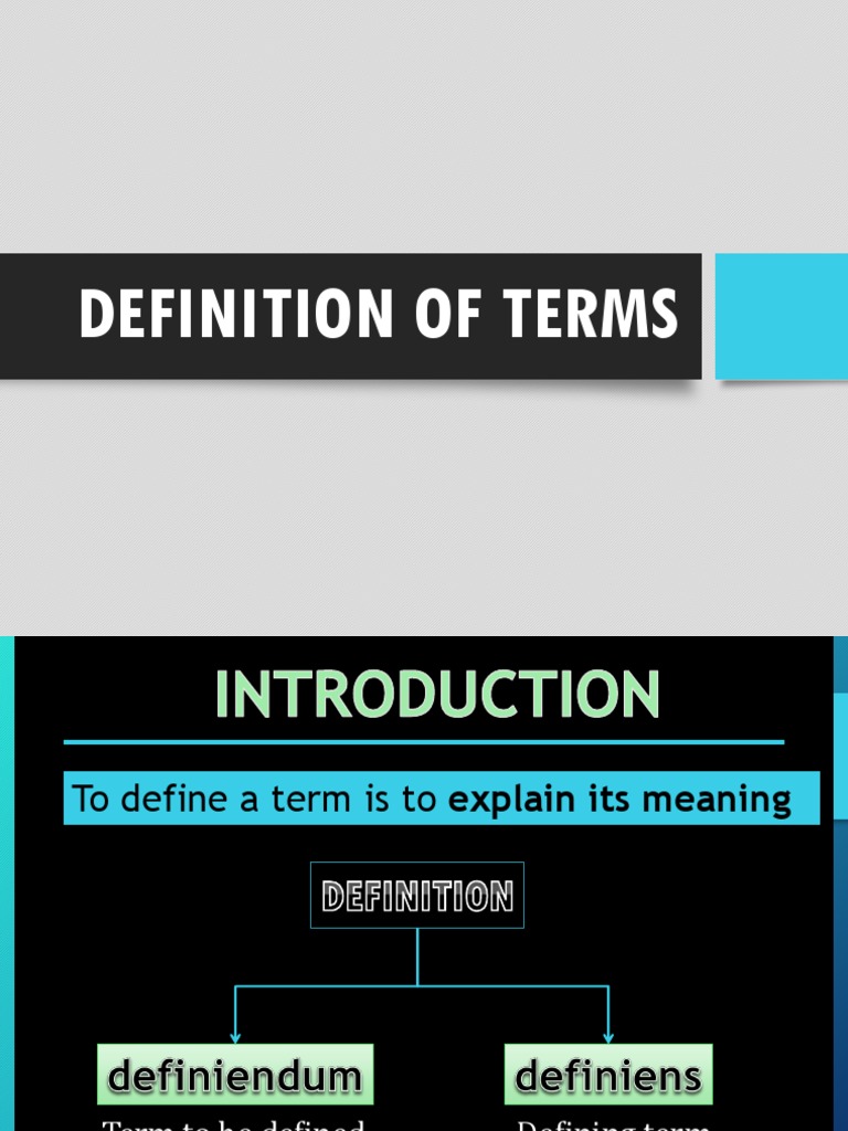 Definition of Terms PDF Definition Logic
