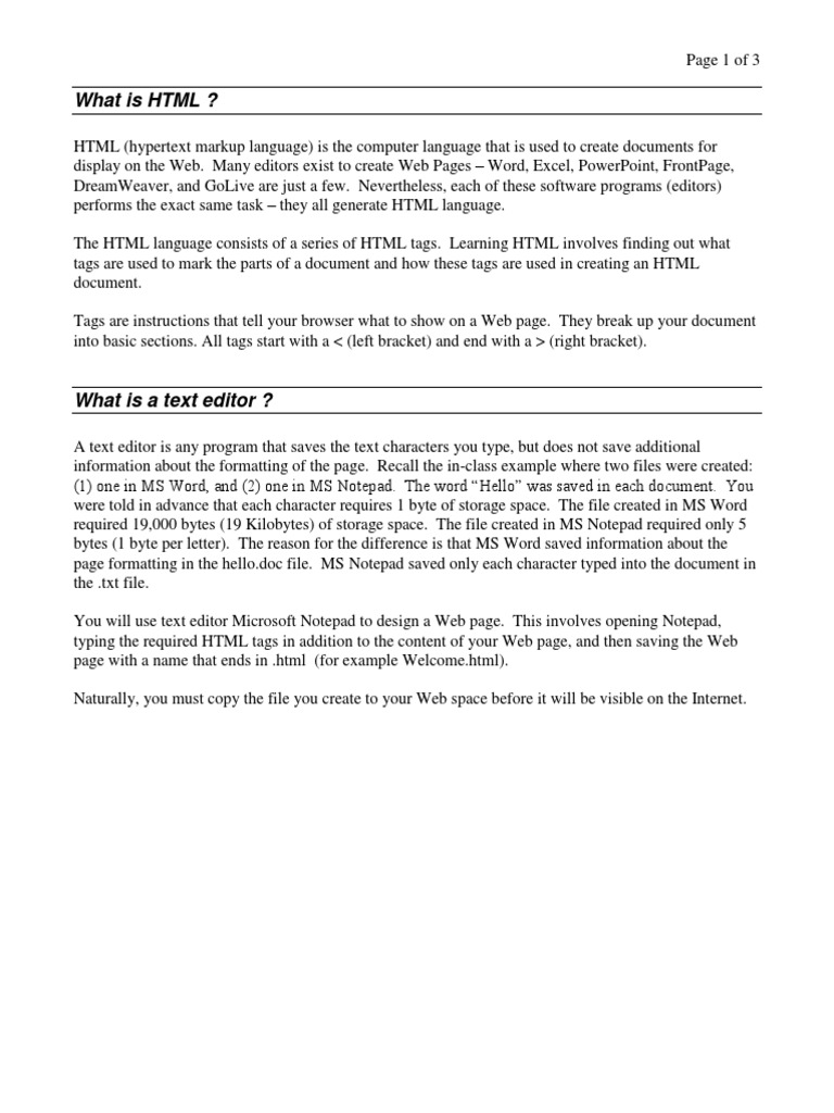 Learning HTML PDF Html Element Html