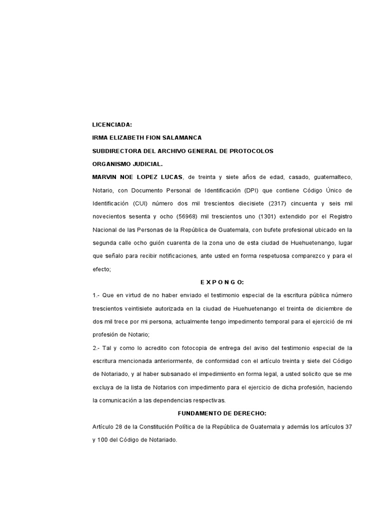 Solicitud ARCHIVO DE PROTOCOLO PARA SUBSANAR | PDF