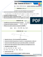Devoir 1 Maths 1college 1er Semestre Sections Internationales Option Francais Modele 8