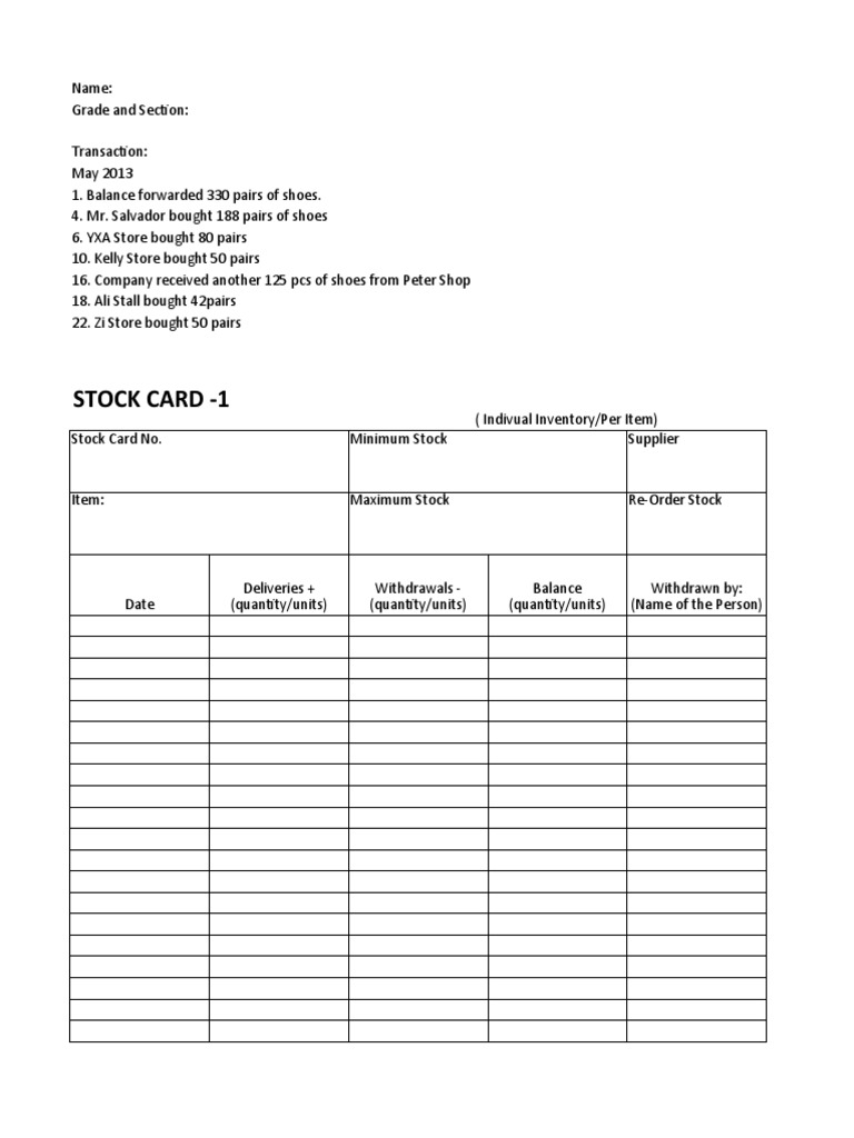 Stockcard Pdf