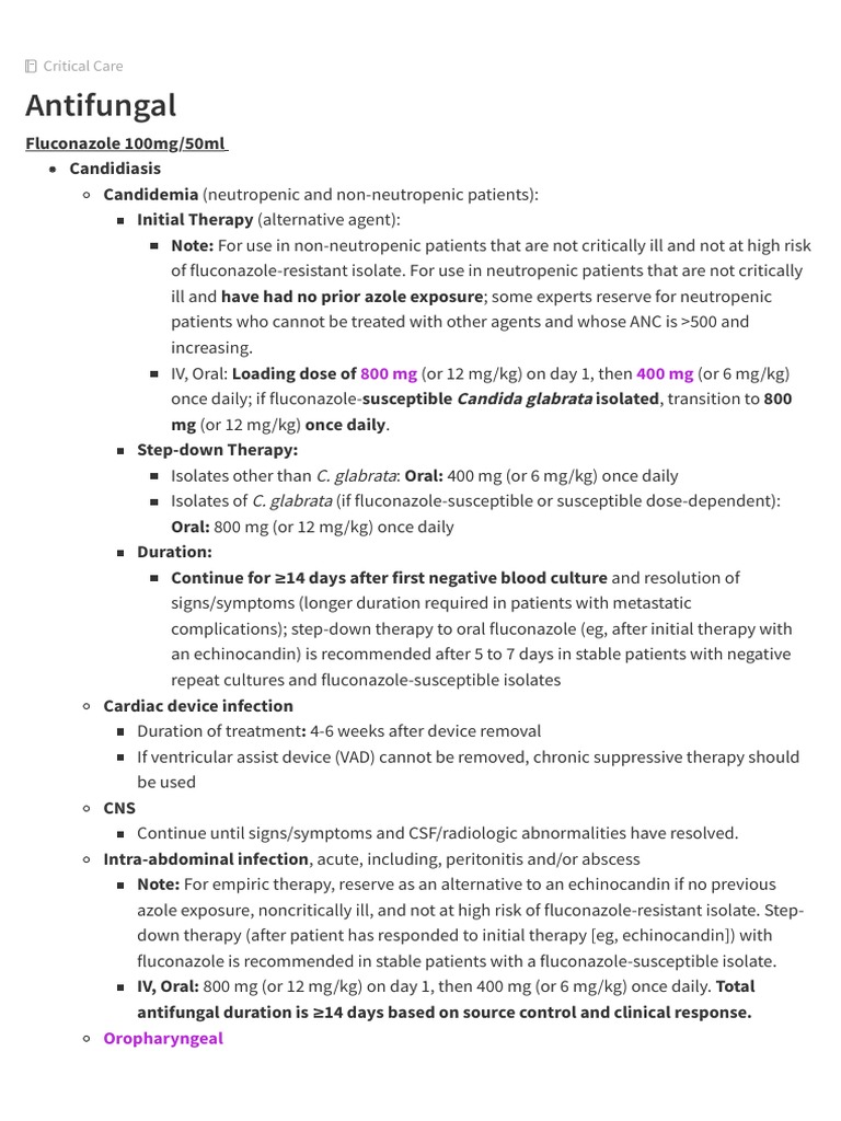 Antifungal PDF Candidiasis Dose (Biochemistry)