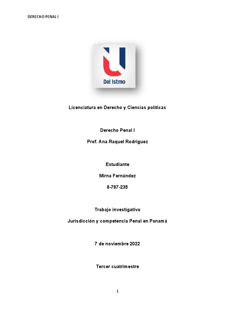 Jurisdicción y Competencia Penal en Panamá | PDF | Jurisdicción ...