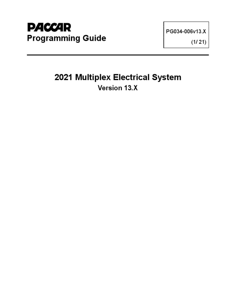 2021 Multiplex Electrical System Programming Guide 13 X | PDF | Axle ...