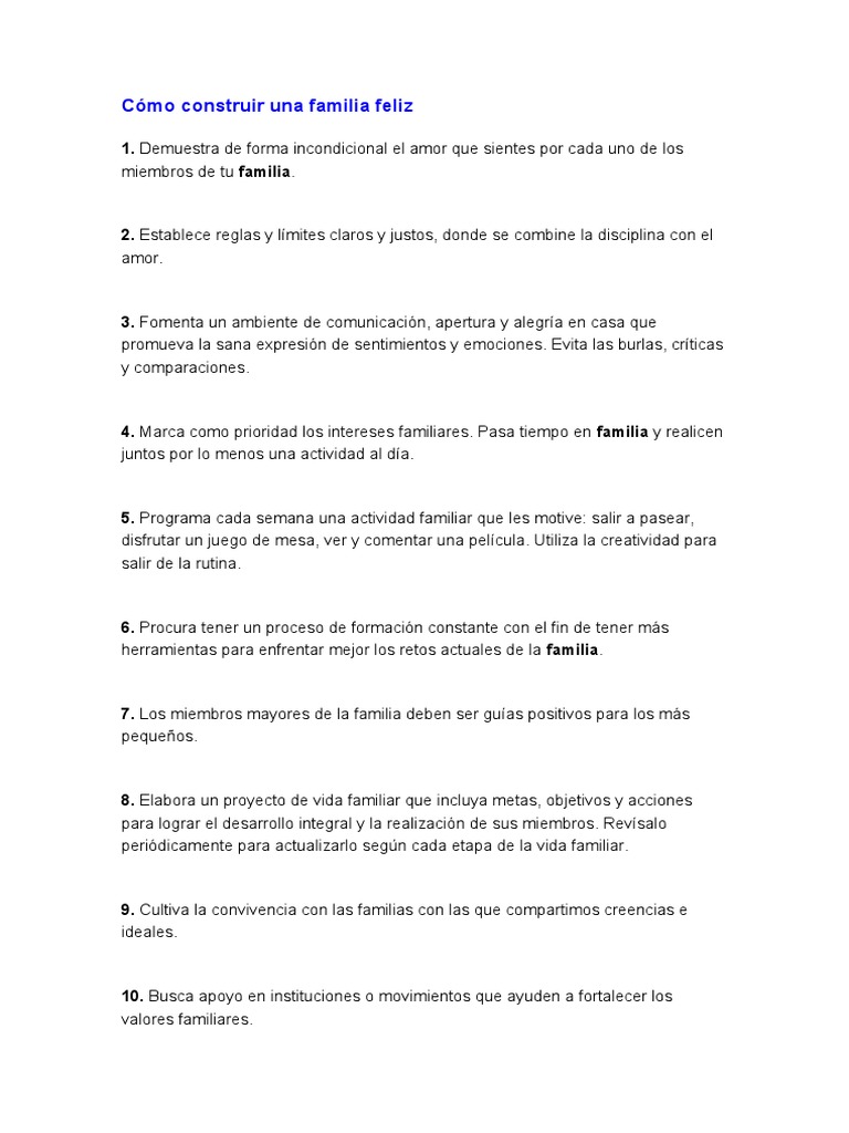 Claves para una familia feliz | PDF | Amor | Familia
