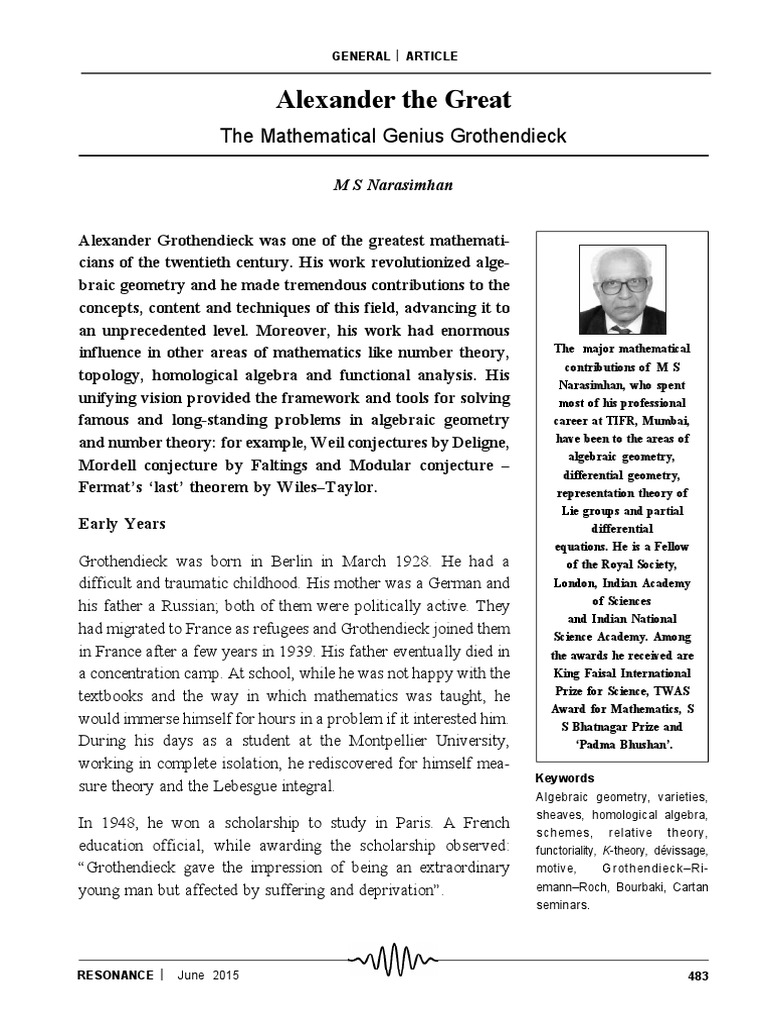 Grothendieck: Pioneer of Algebraic Geometry | PDF | Operator ...