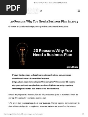 20 Reasons Why You Need a Business Plan in 2023 _ Growthink
