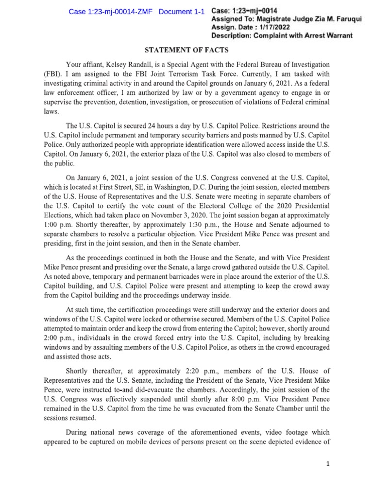 Affidavit in Abate Case PDF National Security Federal Government