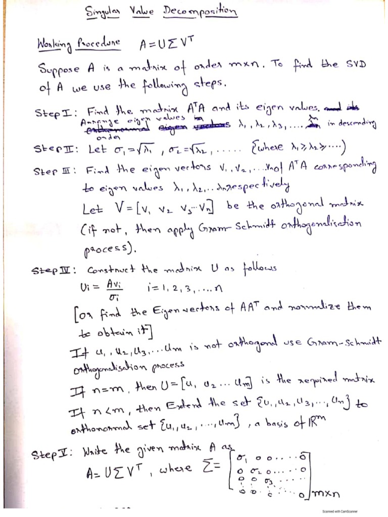 Singular Value Decomposition Notes | PDF