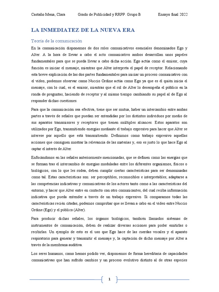 La Inmediatez de La Nueva Era | PDF | Comunicación | Aprendizaje