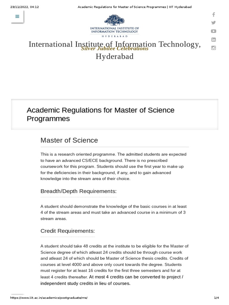 Academic Regulations For Master of Science Programmes - IIIT Hyderabad ...