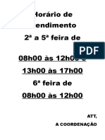 Cartaz Horário Funcionamento