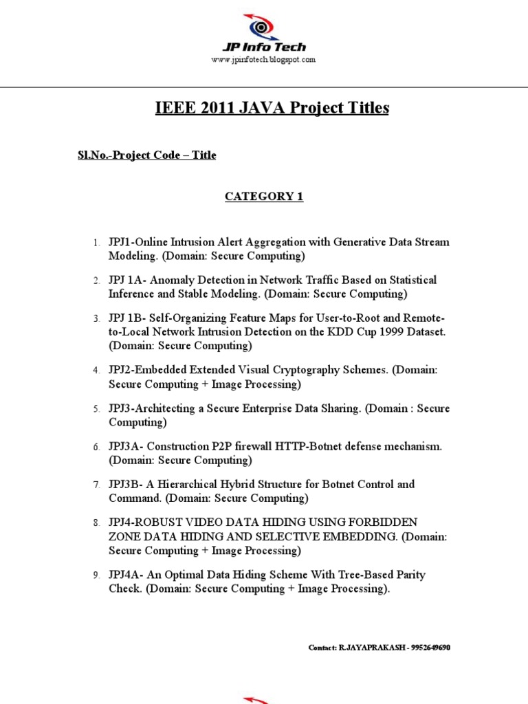 2011 Ieee Java Project Titles | PDF | Computer Security | Security