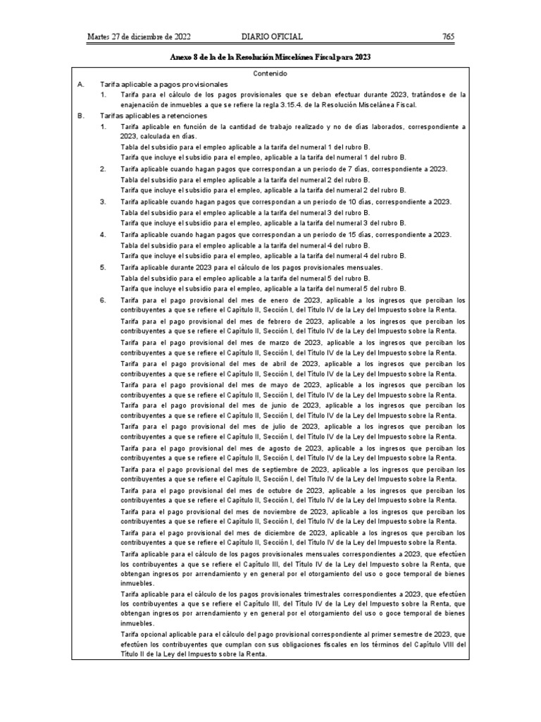 Tarifas de Impuestos 2023 SAT | PDF | Impuesto sobre la renta | Impuestos