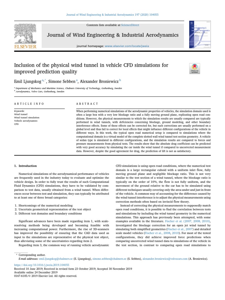 Inclusion of The Physical Wind Tunnel in Vehicle CFD Simulations For ...