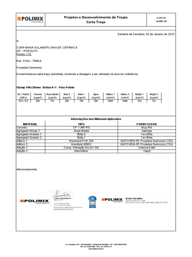 CÃ Pia de PC - Rev 02 - TRIMA - FCK 350 45 MPa - Slump 10020mm - Britas ...