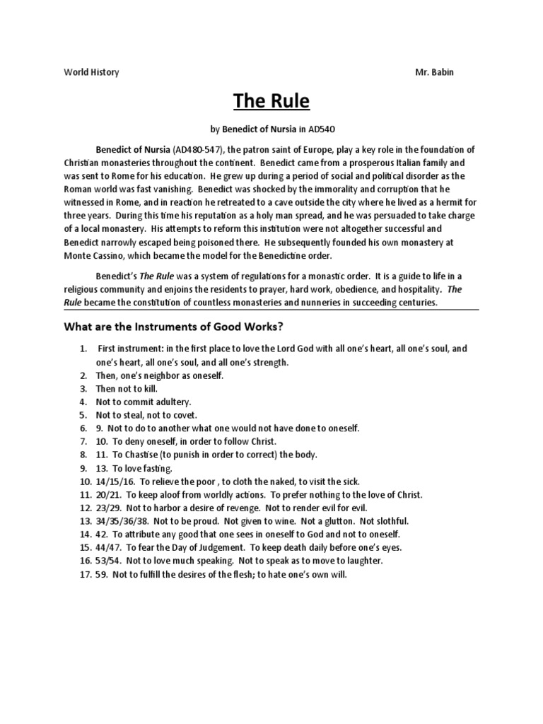 Understanding the Rule of St. Benedict | PDF | Humility | Monk