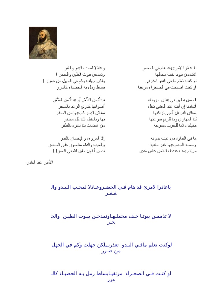 يا عاذرا لامرئ قد هام في الحضر | PDF