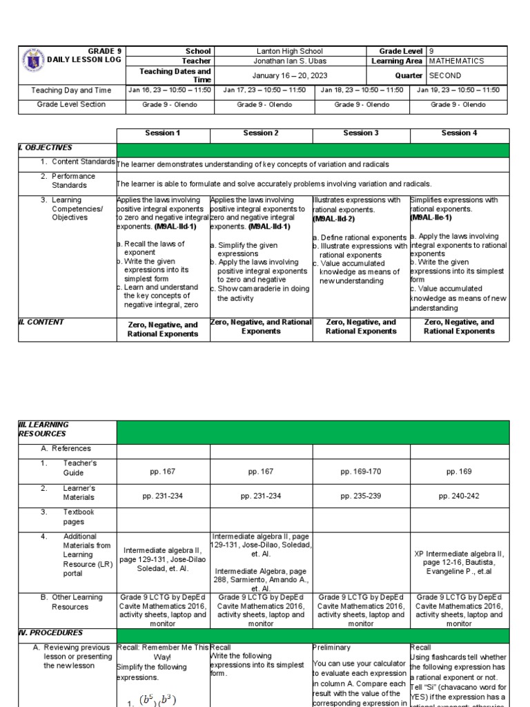 Week 4 DLL-WK-13-LC-2021 | PDF | Exponentiation | Numbers