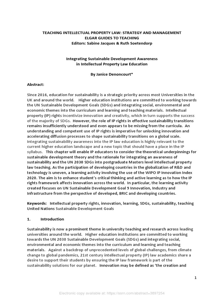 SSRN Id3897254 | PDF | Intellectual Property | Sustainability