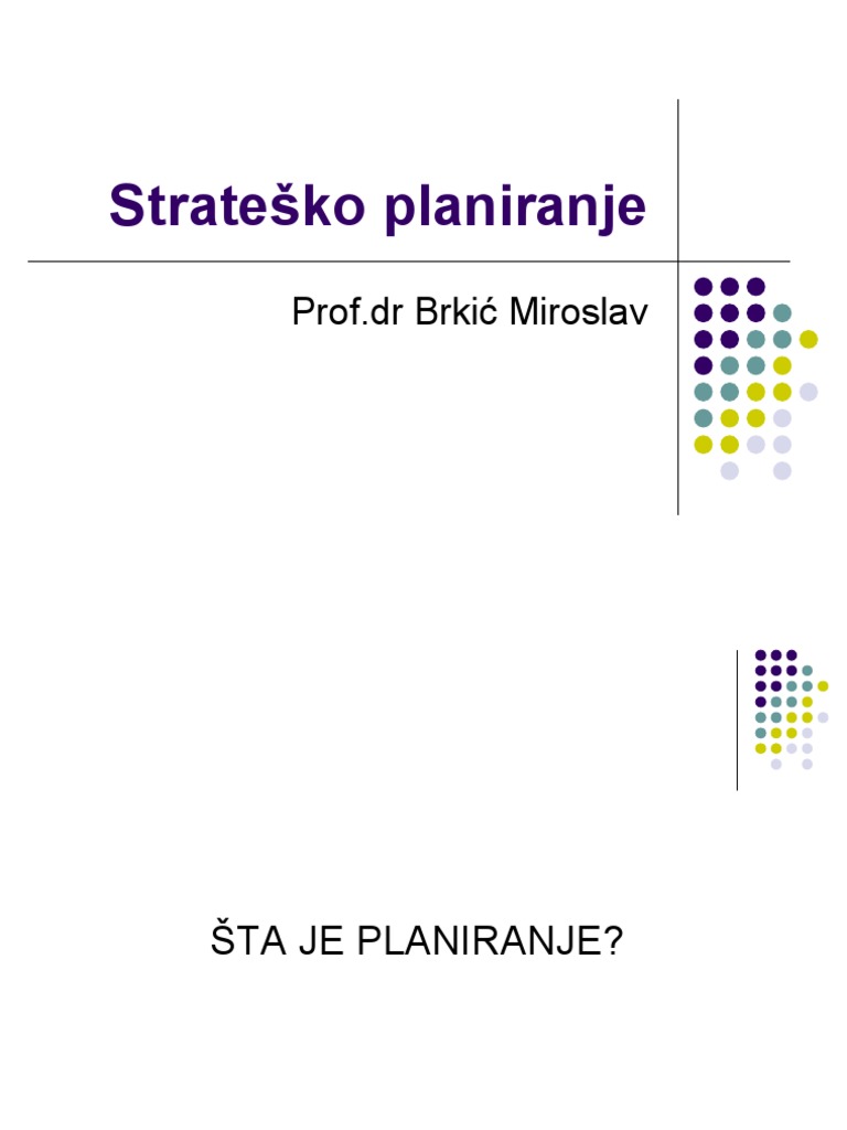 Stratesko Planiranje I | PDF