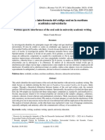 El Habla Escrita: Interferencia Del Código Oral en La Escritura Académica