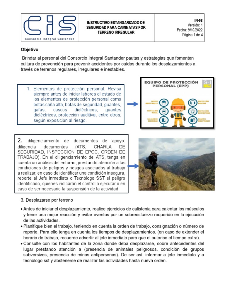 In-06 Instructivo Estandarizado de Seguridad para Desplazamineto Por ...