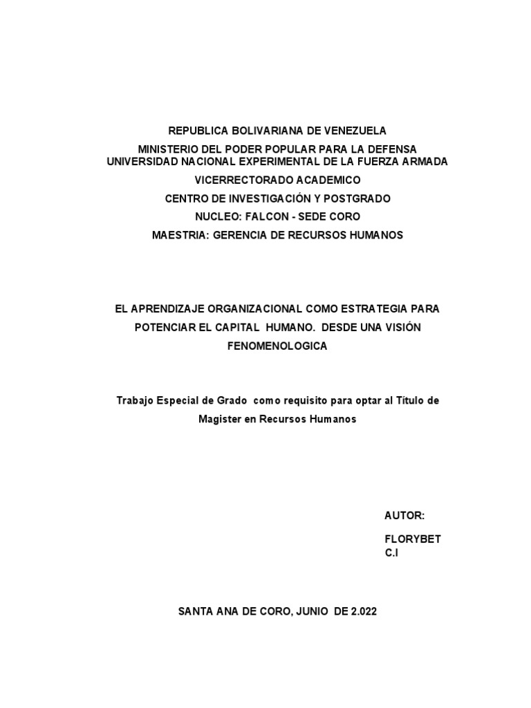Aprendizaje Organizacional Como Estrategia Para Potenciar El Capital