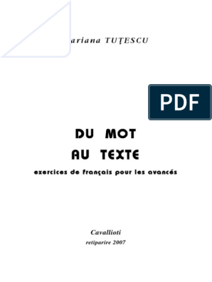 M. Tuțescu - Du Mot Au Texte, PDF, Linguistique