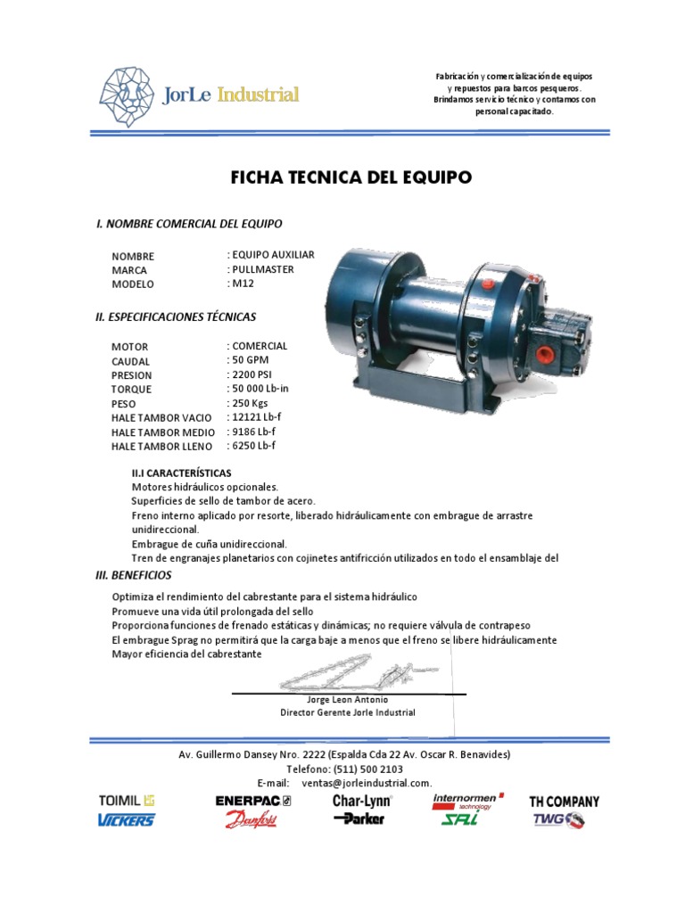 Especificaciones Pullmaster M12 Winch | PDF | Tecnología