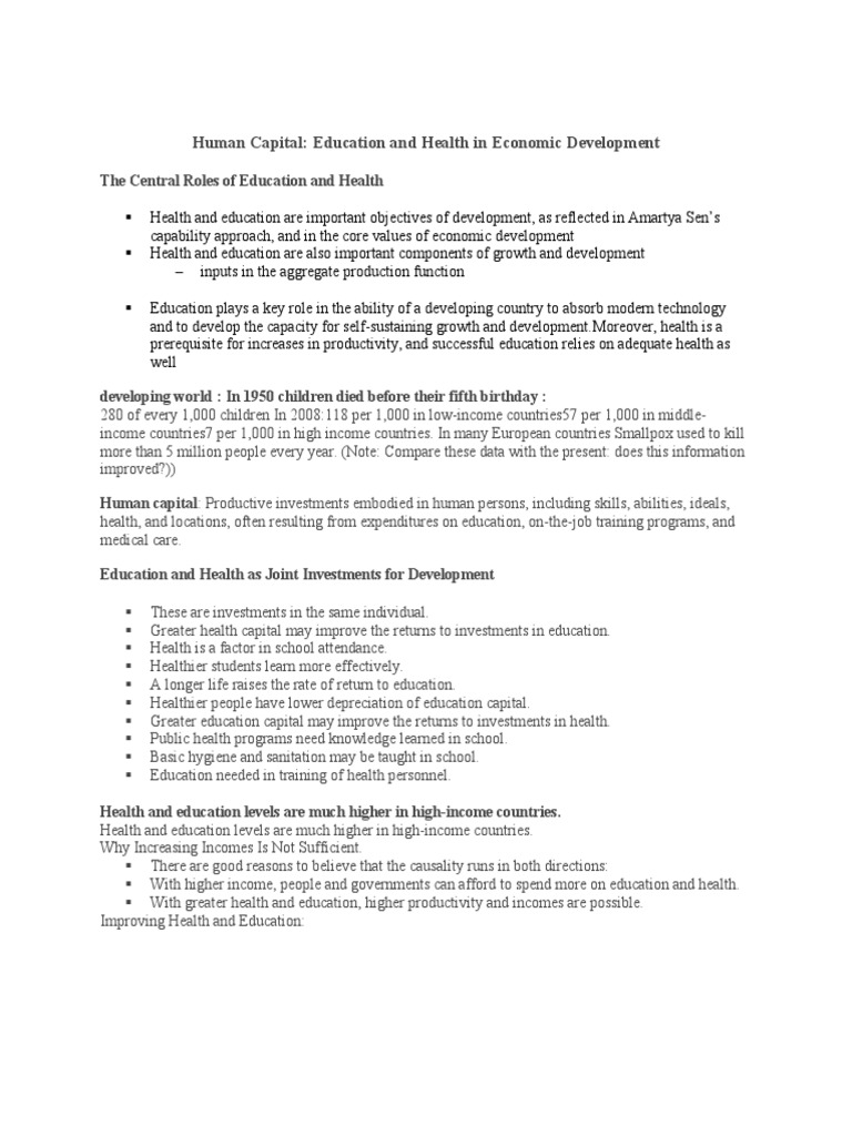 Module 6 Human Capital Education Health | PDF | Economic Growth | Human