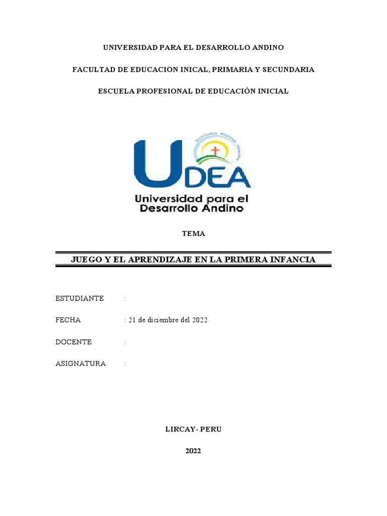 Juego y Aprendizaje en la Infancia | PDF | Aprendizaje | Educación de ...