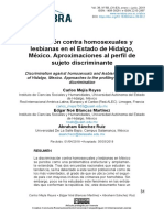 Exclusión Contra Homosexuales y Lesbianas en El Estado de Hidalgo, México. Aproximaciones Al Perfil de Sujeto Discriminante