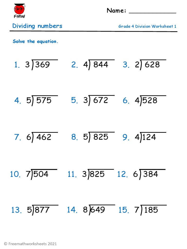 Grade 4 Division Worksheet 1 | PDF