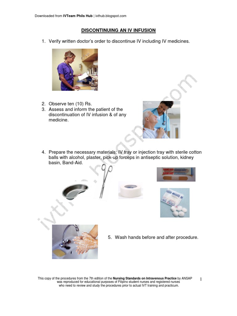 Discontinuing IV Infusion Procedures | PDF | Intravenous Therapy ...