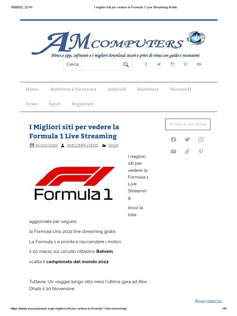 I Migliori Siti Per Vedere La Formula 1 Live Streaming Gratis PDF