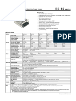 15W Single Output Power Supply Specs