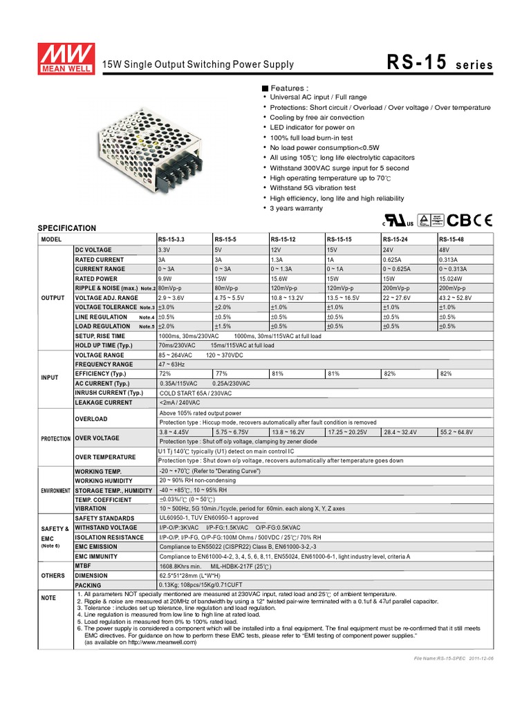 RS 15 12 | PDF | Power Supply | Electrical Engineering