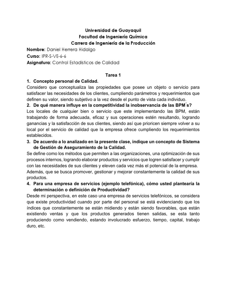 Control y Gestión de Calidad en Empresas | PDF