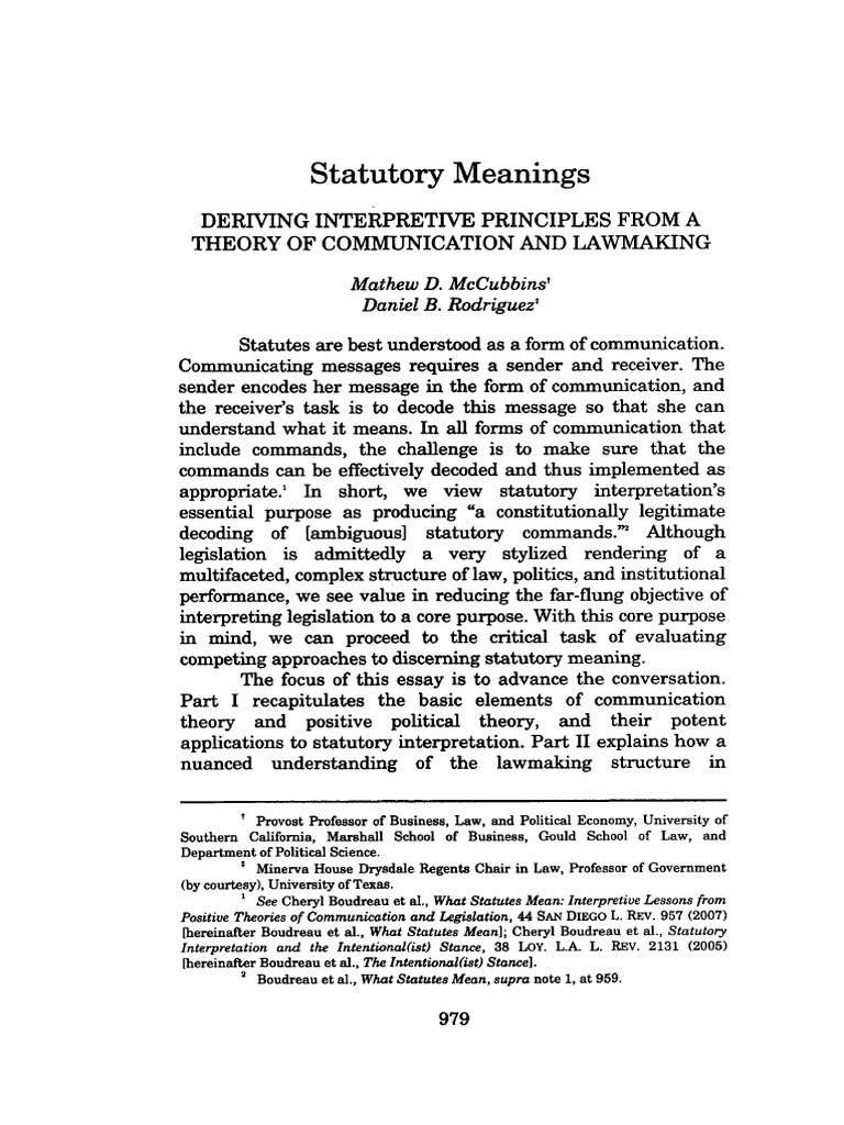 Decoding Statutory Meanings Applying Communication Theory and Positive